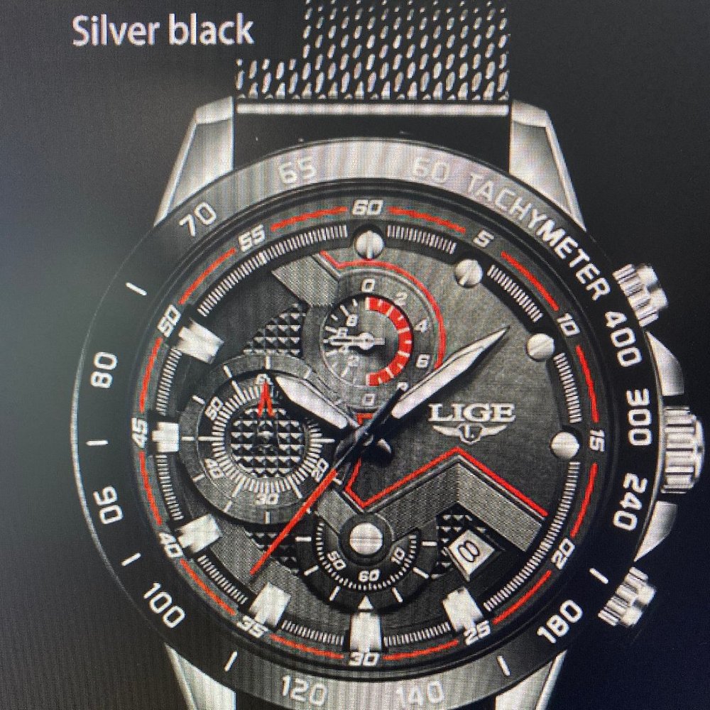 🆕️Mens Chrono Watch Black/Silver Quarts NIB w/paperwork